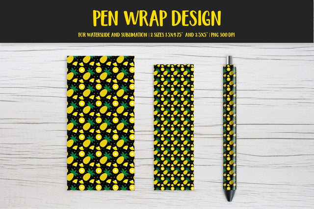 Pineapple Pen Wrap Sublimation or Waterslide Design PNG 010 Sublimation LaBelezoka 
