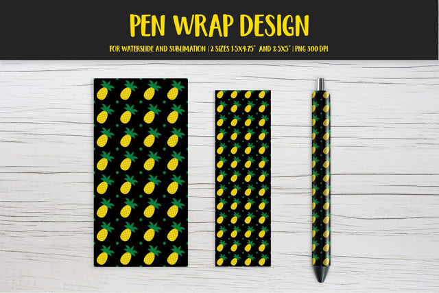 Pineapple Pen Wrap Sublimation or Waterslide Design PNG 011 Sublimation LaBelezoka 