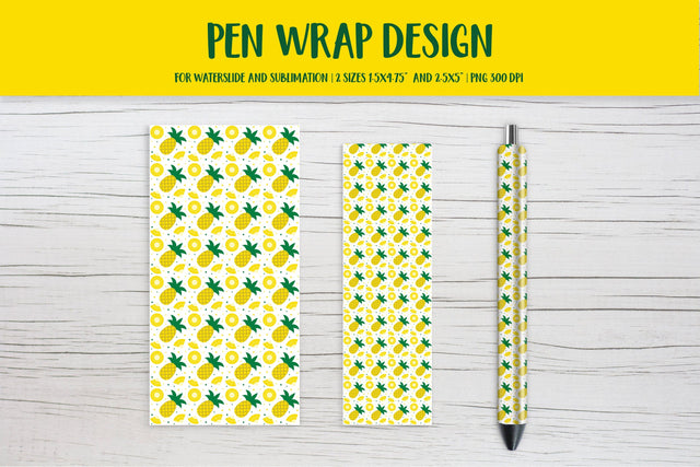 Pineapple Pen Wrap Sublimation or Waterslide Design PNG Sublimation LaBelezoka 