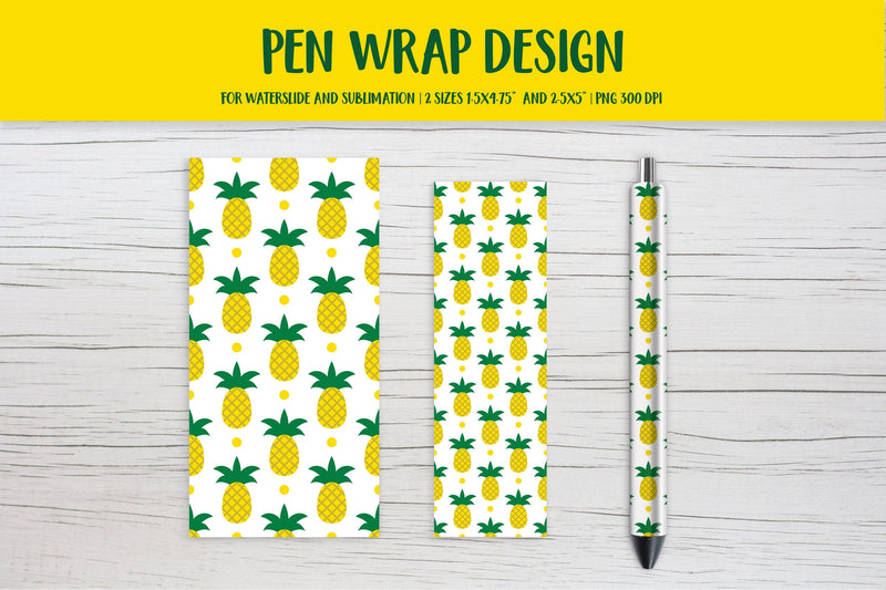 Pineapple Pen Wrap Sublimation or Waterslide Design PNG Sublimation LaBelezoka 