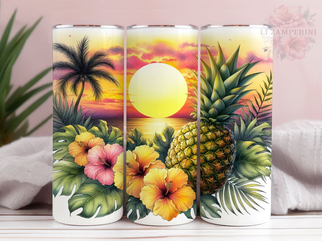Pineapple Retro Summer 20oz Tumbler Wrap PNG, Hawaiian Tumbler Png, Straight & Tapered Tumbler Wrap, Instant Digital Download Sublimation Li Zamperini 