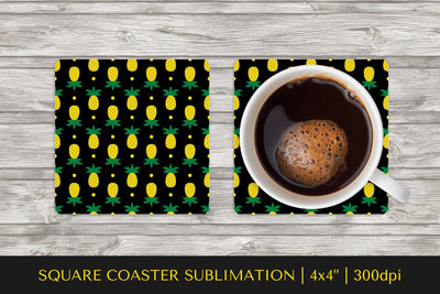 Pineapple square coaster sublimation. Summer coaster PNG 12 Sublimation LaBelezoka 