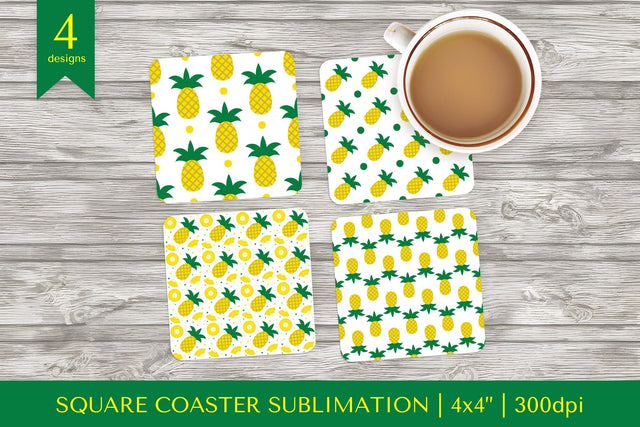 Pineapple square coaster sublimation. Summer coaster PNG 14 Sublimation LaBelezoka 