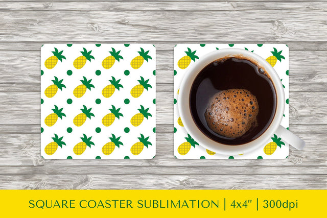 Pineapple square coaster sublimation. Summer coaster PNG Sublimation LaBelezoka 