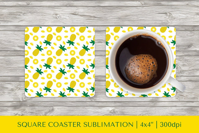Pineapple square coaster sublimation. Summer coaster PNG Sublimation LaBelezoka 
