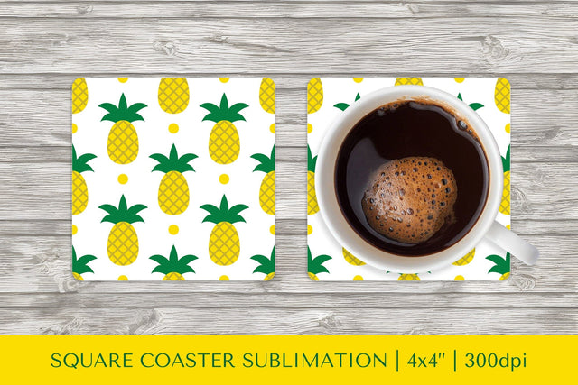 Pineapple square coaster sublimation. Summer coaster Sublimation LaBelezoka 