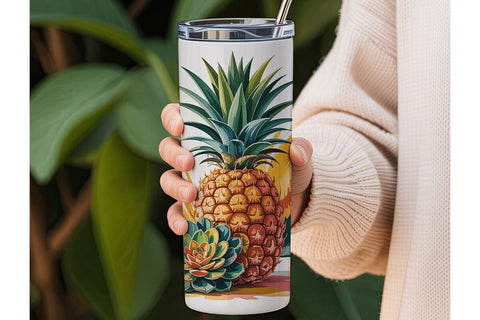 Pineapple Succulent 20oz Tumbler Wrap Sublimation DesignSVG 