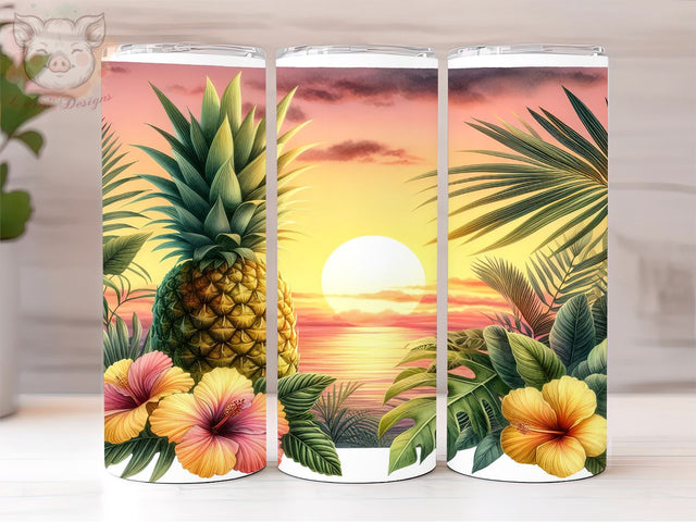 Pineapple Summer 20oz Tumbler Png, Straight & Tapered Tumbler Png, Retro Summer Tumbler Png, Digital Download PNG Sublimation Lara' s Designs 