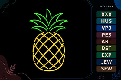 Pineapple Summer Tropical Fruit Embroidery Design Embroidery/Applique DESIGNS sg embroidery 