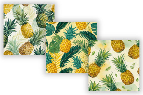 Pineapple Tropical Seamless Pattern – Golden Yellow & Jungle Green Digital Pattern FloridPrintables 