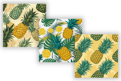 Pineapple Tropical Seamless Pattern – Golden Yellow & Jungle Green Digital Pattern FloridPrintables 