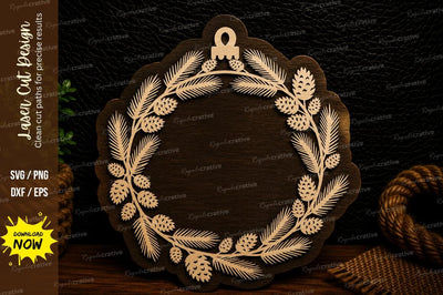 Pinecone Wreath Laser Cut Svg Design SVG Regulrcrative 