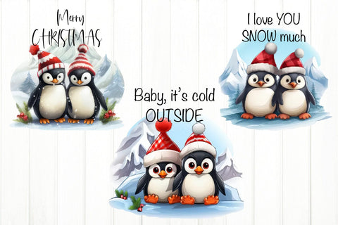 Pinguin Quote Bundle PNG. Winter Sublimation Bundle PNG. Sublimation Olga Terlyanskaya 