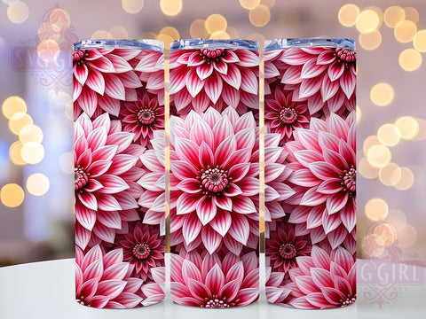 Pink 3D Floral 20oz Tumbler Wrap, 3D Floral Design, Sublimation Tumbler, 20oz Tumbler, Flower Tumbler, Pink Flowers, Drinkware Gift Sublimation SvggirlplusArt 