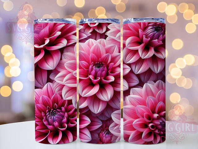 Pink 3D Floral 20oz Tumbler Wrap, 3D Floral Design, Sublimation Tumbler, 20oz Tumbler, Flower Tumbler, Pink Flowers, Drinkware Gift Sublimation SvggirlplusArt 