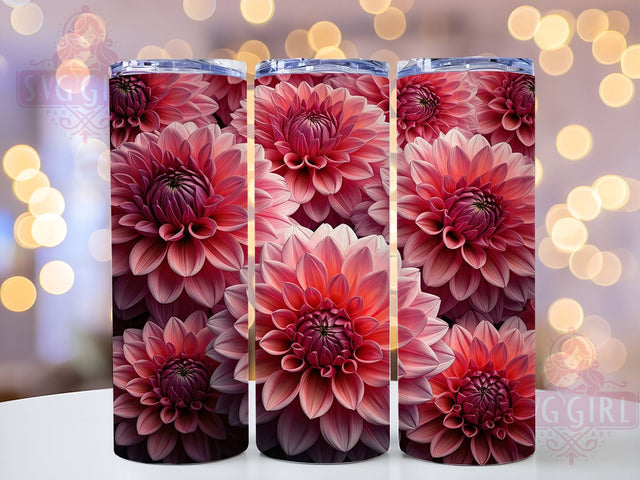 Pink 3D Floral 20oz Tumbler Wrap, 3D Floral Design, Sublimation Tumbler, 20oz Tumbler, Flower Tumbler, Pink Flowers, Drinkware Gift Sublimation SvggirlplusArt 
