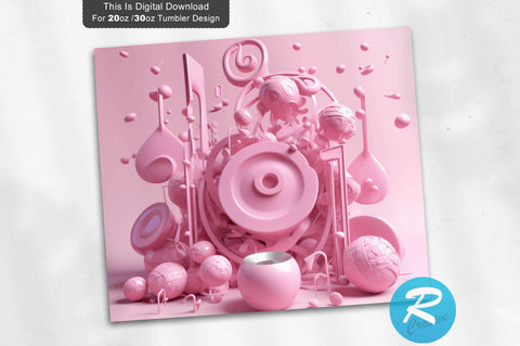 Pink 3D Music 30 Oz Tumbler Design Sublimation Regulrcrative 