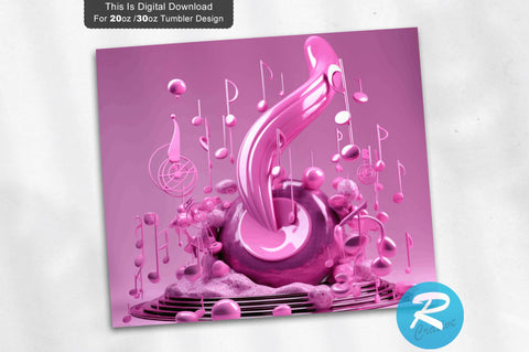 Pink 3D Music Notes 30 Oz Tumbler Sublimation Regulrcrative 