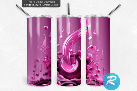 Pink 3D Music Notes 30 Oz Tumbler Sublimation Regulrcrative 