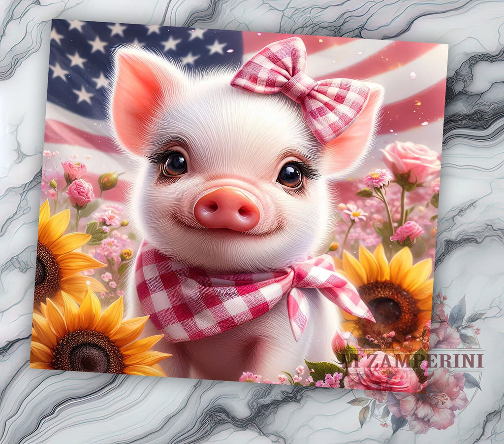 Pink 4th Of July Pig 20oz Tumbler Wrap PNG, 4th Of July Tumbler Png ...