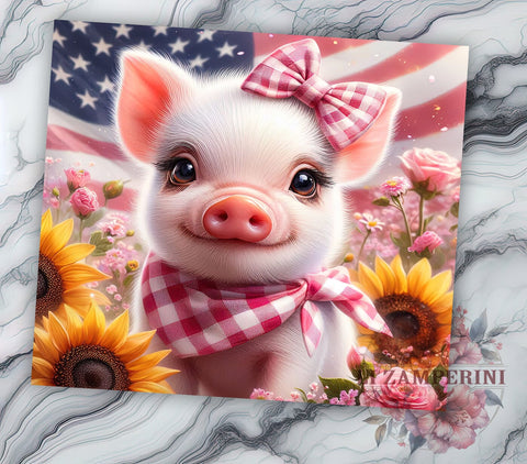 Pink 4th Of July Pig 20oz Tumbler Wrap PNG, 4th Of July Tumbler Png, Straight & Tapered Tumbler Wrap, Instant Digital Download Sublimation Li Zamperini 