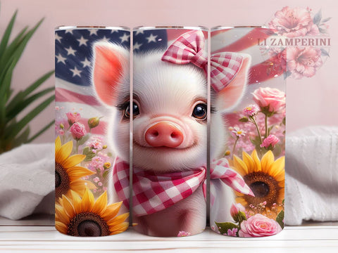 Pink 4th Of July Pig 20oz Tumbler Wrap PNG, 4th Of July Tumbler Png, Straight & Tapered Tumbler Wrap, Instant Digital Download Sublimation Li Zamperini 