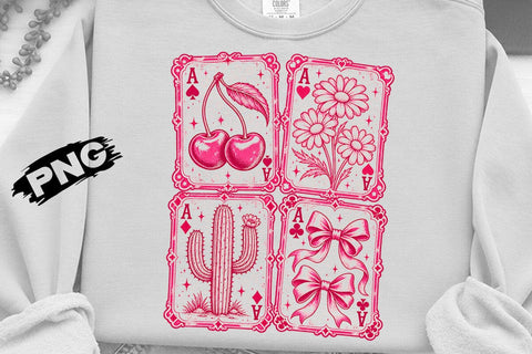 Pink Aces Playing Cards Aesthetic PNG SVG DesignDestine 