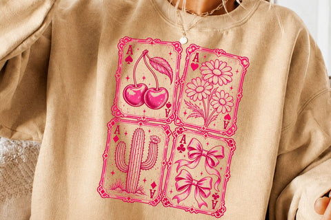 Pink Aces Playing Cards Aesthetic PNG SVG DesignDestine 