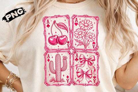 Pink Aces Playing Cards Aesthetic PNG SVG DesignDestine 