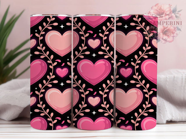 Pink Aesthetic Valentine Heart Tumbler, Pink Aesthetic Pattern, Romantic Heart Design, 20Oz Sublimation Wrap, Cute Love Art, Girly Valentine Texture, Tumbler Sublimation Sublimation Li Zamperini 