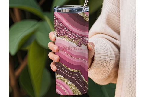 Pink Agate 20oz Tumbler Wrap Sublimation DesignSVG 