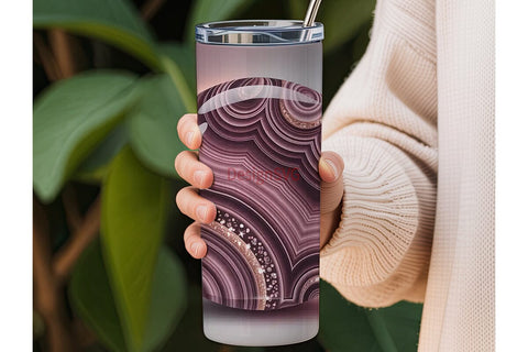 Pink Agate 20oz Tumbler Wrap Sublimation DesignSVG 