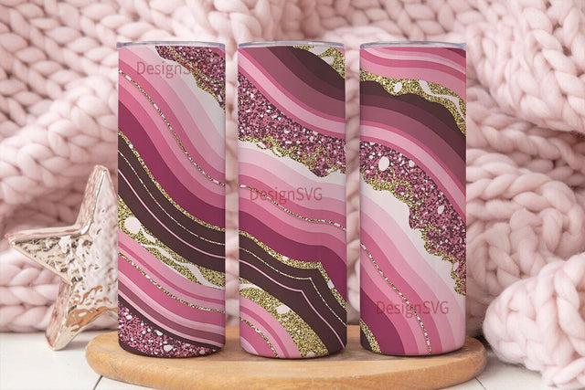 Pink Agate 20oz Tumbler Wrap Sublimation DesignSVG 