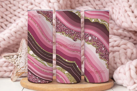Pink Agate 20oz Tumbler Wrap Sublimation DesignSVG 