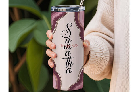 Pink Agate Glitter 20oz Tumbler Wrap Sublimation DesignSVG 