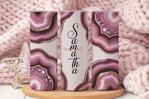Pink Agate Glitter 20oz Tumbler Wrap Sublimation DesignSVG 