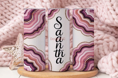 Pink Agate Glitter 20oz Tumbler Wrap Sublimation DesignSVG 