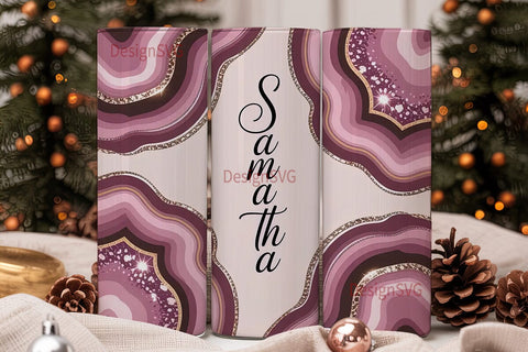 Pink Agate Glitter 20oz Tumbler Wrap Sublimation DesignSVG 