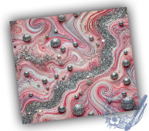Pink Agate Glitter Marble Tumbler Wrap, 20oz Sublimation Wrap, Seamless Pattern Tumbler, Marble Tumbler, Pink Glitter Drinkware, Stylish Tumbler Sublimation Sublimation ToriDesigns 