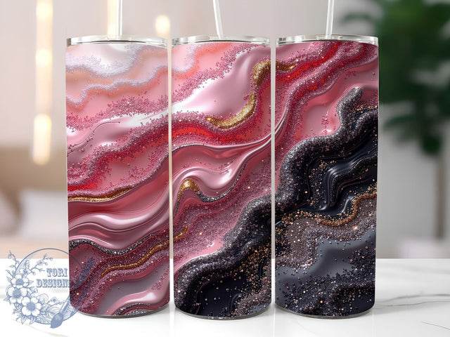 Pink Agate Glitter Marble Tumbler Wrap, 20oz Sublimation Wrap, Seamless Pattern Tumbler, Marble Tumbler, Pink Glitter Drinkware, Stylish Tumbler Sublimation Sublimation ToriDesigns 