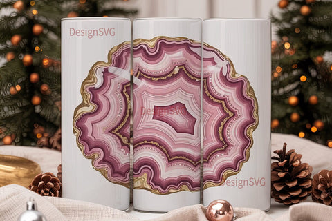 Pink Agate & Gold 20oz Tumbler Wrap Sublimation DesignSVG 