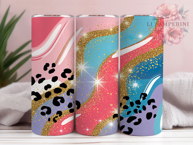 Pink Agate Leopard Print Tumbler, Agate Animal Print Wrap, Leopard Sublimation Design, 20oz Leopard Tumbler, Stylish Agate Art, Trendy Animal Mug, Whimsical Leopard Cup Sublimation Li Zamperini 