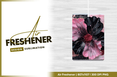 Pink and black floral art air freshener png Sublimation Regulrcrative 
