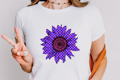 Pink and Blue 90s Check Flower Printable Sublimation So Fontsy VIP Design Shop 