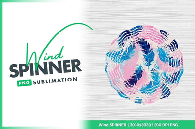 Pink And Blue Feathers Wind Spinner Round Png Sublimation Regulrcrative 