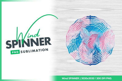 Pink And Blue Feathers Wind Spinner Round Png Sublimation Regulrcrative 