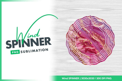 Pink and Gold Abstract Wind Spinner Round Png Design on Wood Grain Background Sublimation Regulrcrative 