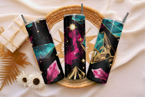 Pink and Gold Cosmic tumbler wrap | tumbler sublimation Sublimation FloridPrintables 