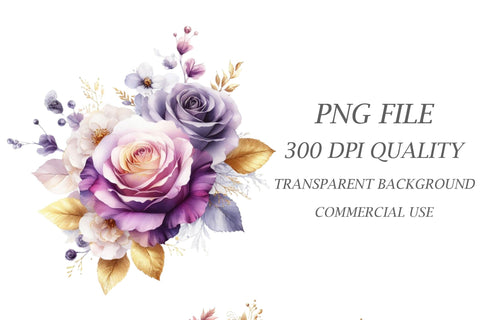 Pink and Gold Roses Clipart Sublimation Rupkotha 