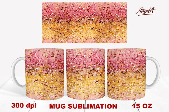 Pink and gold sequin christmas mug wrap Sublimation Angelina Semenova 